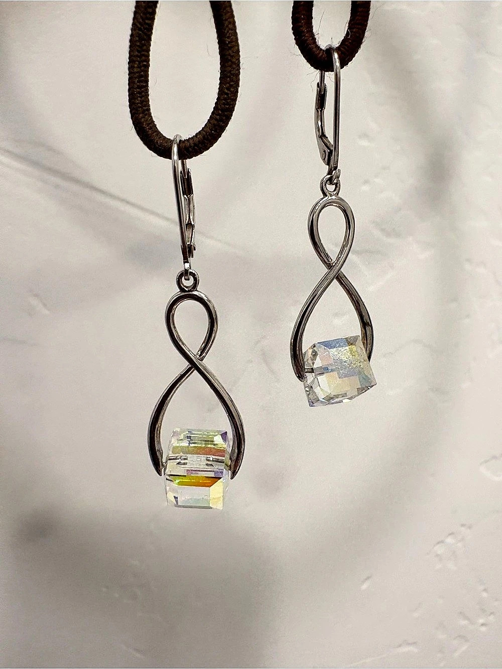 Drop Earrings in Silver & Clear
